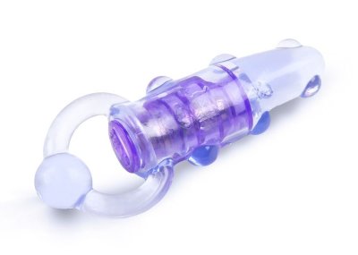Эрекционное кольцо с удлиненным клиторальным стимулятором, цвет: фиолетовый
