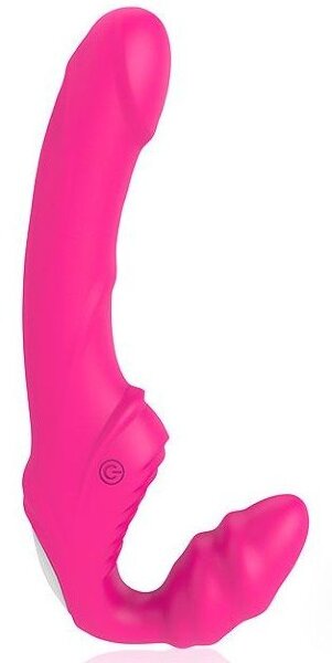Безремневой страпон с 9 режимами вибрации, цвет: розовый