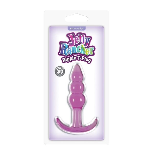 Анальная пробка Jelly Rancher T-Plug Ripple Purple, цвет: фиолетовый - 10,9 см