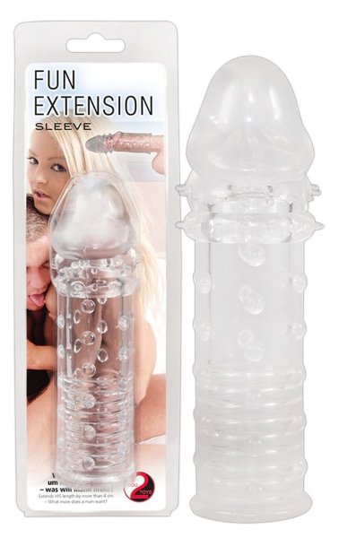 Насадка на пенис Fun Extension - 16 см, цвет: прозрачный