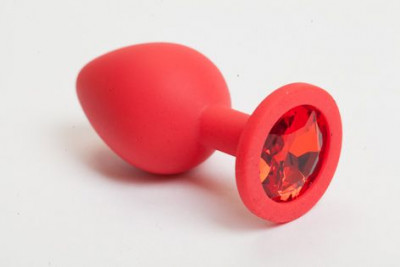 Красная силиконовая пробка с красным кристаллом - 9,5 см