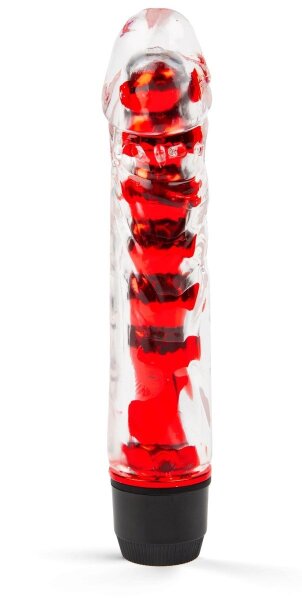 Гелевый вибратор - 15 см, цвет: красный