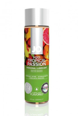 Лубрикант JO Flavored Tropical Passion на водной основе с ароматом тропических фруктов - 120 мл.
