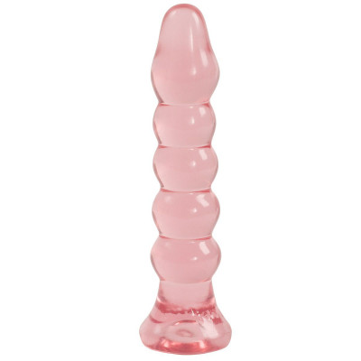 Анальная елочка из геля Doc Johnson Crystal Jellies Anal Plug Bumps, цвет: розовый - 15,2 см