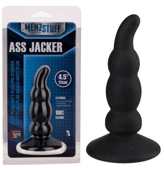 Анальный стимулятор Ass Jacker, цвет: черный - 12 см