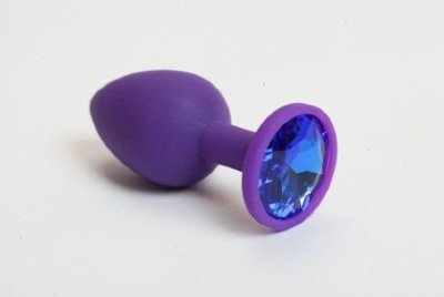 Фиолетовая силиконовая пробка с синим стразом - 7,1 см