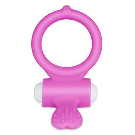 Виброкольцо для пениса Power Heart Clit Cockring, цвет: розовый