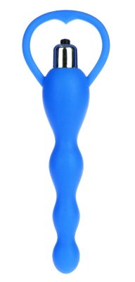 Анальная елочка с вибрацией - 14 см, цвет: синий