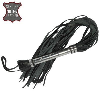 Плеть с серебристой ручкой - 63 см, цвет: черный