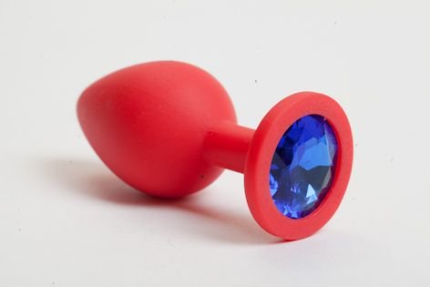 Красная силиконовая пробка с синим кристаллом - 9,5 см