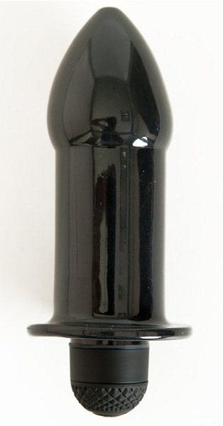 Чёрная вибровтулка с заострённым кончиком - 15,5 см.