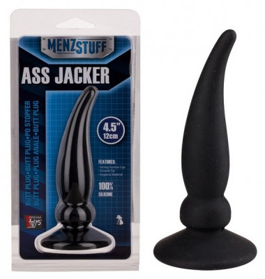 Пробка Ass Jacker для анальной стимуляции, цвет: черный - 12 см