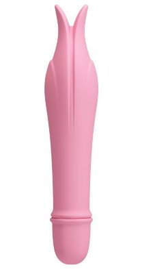 Миниатюрный вибромассажер Edward с усиками - 14,5 см, цвет: нежно-розовый