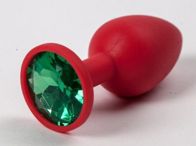 Красная силиконовая пробка с зеленым кристаллом - 7,1 см