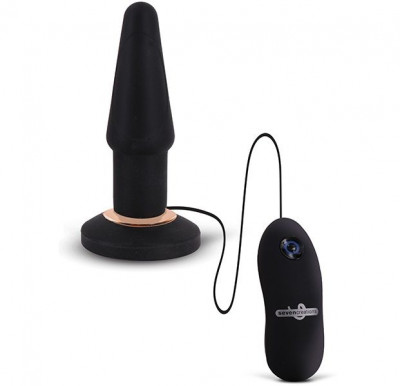 Анальная вибровтулка Apex Large Butt Plug Black, цвет: черный - 15 см