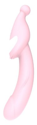 Вибромассажер 2-WAY PLEASER - 21 см, цвет: розовый