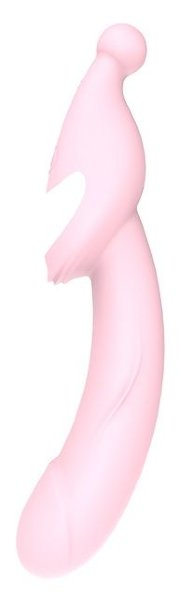 Вибромассажер 2-WAY PLEASER - 21 см, цвет: розовый