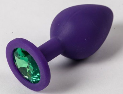 Фиолетовая силиконовая пробка с зеленым кристаллом - 9,5 см