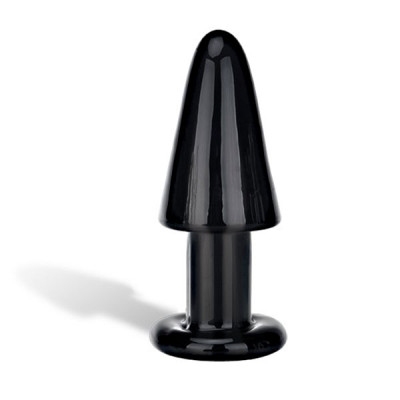 Стеклянная анальная втулка, цвет: черный - 12,5 см
