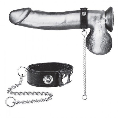Утяжка на пенис Snap Cock Ring With Leash с поводком