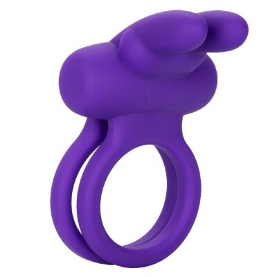 Двойное эрекционное кольцо Silicone Rechargeable Dual Rockin Rabbit, цвет: фиолетовый
