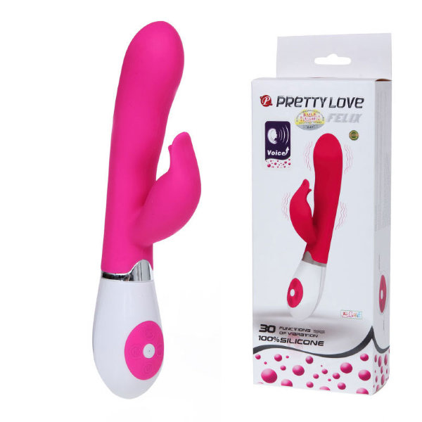 Вибратор Pretty Love с клиторальным стимулятором - 21 см, цвет: розовый