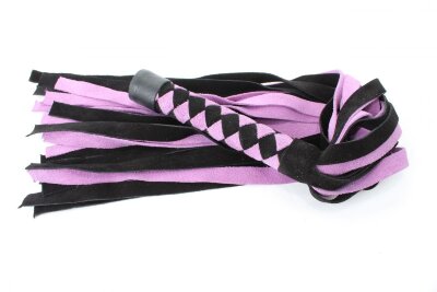 Плеть из замши - 58 см, цвет: черно-розовый