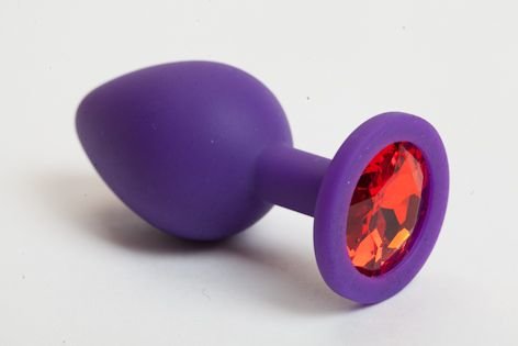 Фиолетовая силиконовая пробка с красным кристаллом - 9,5 см