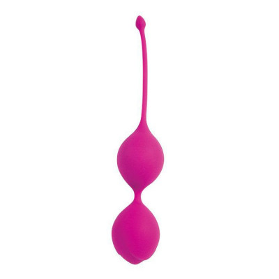 Двойные вагинальные шарики Cosmo с хвостиком, цвет: ярко-розовый