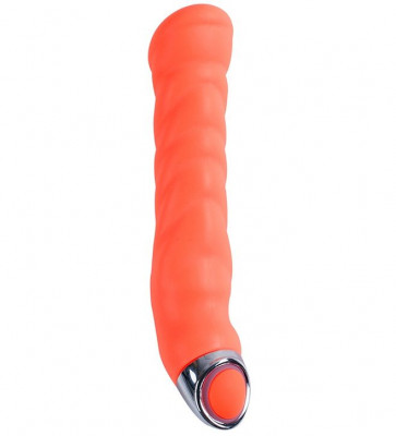 Силиконовый G-вибратор Purrfect Silicone G-Spot Vibrator, цвет: оранжевый - 17,7 см