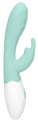 Вибратор Juicy Rabbit со стимулятором клитора - 19,5 см, цвет: зеленый
