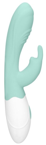 Вибратор Juicy Rabbit со стимулятором клитора - 19,5 см, цвет: зеленый