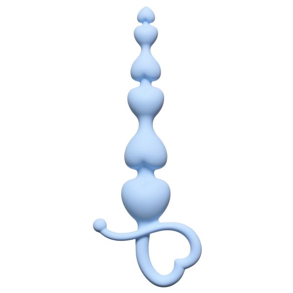 Анальная цепочка Begginers Beads, цвет: голубой - 18 см
