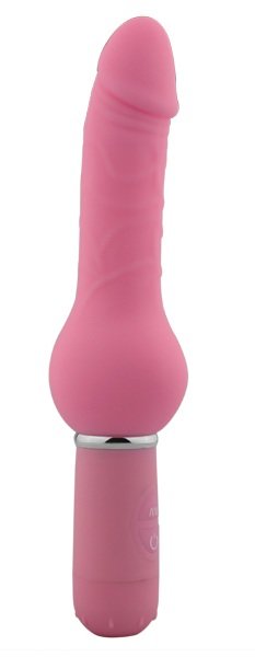 Реалистичный вибратор с ограничителем Curvy Dong - 20,5 см, цвет: розовый