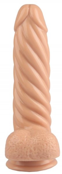 Реалистичный винтообразный фаллоимитатор на присоске - 21 см, цвет: телесный