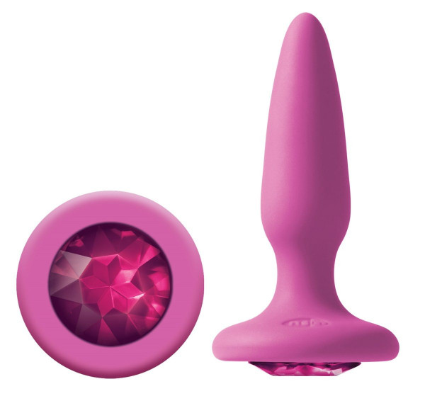 Анальная пробка Glams Mini Pink Gem, цвет: розовый - 8,4 см