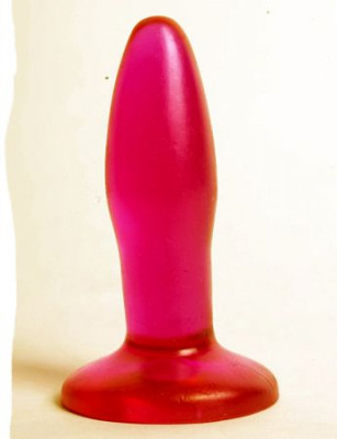Розовая анальная пробка с широким основанием - 10 см