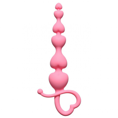 Анальная цепочка Begginers Beads, цвет: розовый - 18 см