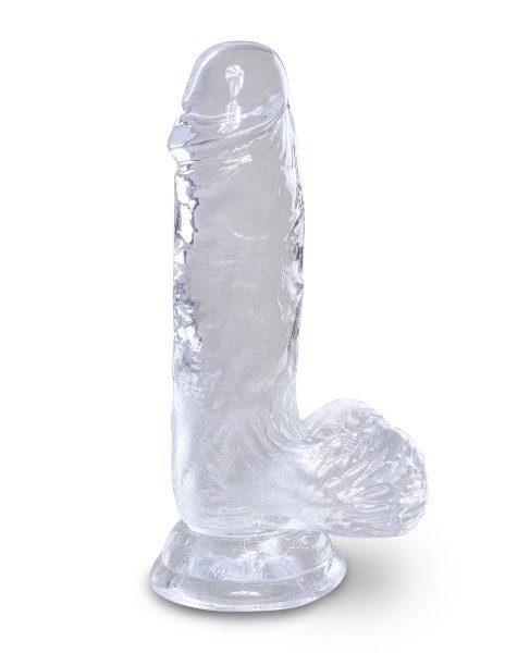 Фаллоимитатор King Cock Clear 5 Cock with Balls - 15,2 см, цвет: прозрачный