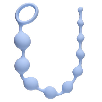 Анальная цепочка Long Pleasure Chain, цвет: голубой - 35 см