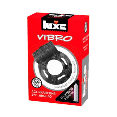 Эрекционное виброкольцо Luxe VIBRO Африканский Эль Дьябло + презерватив