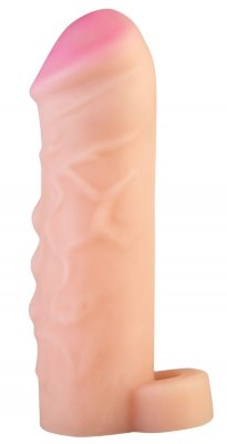 Реалистичный фаллоудлинитель с петлей для мошонки - 16 см, цвет: телесный