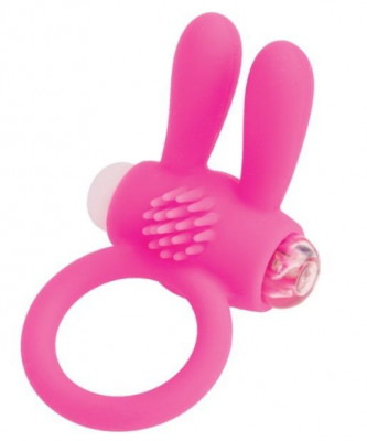 Эрекционное виброкольцо A-toys с ушками, цвет: розовый