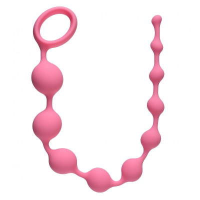 Анальная цепочка Long Pleasure Chain, цвет: розовый - 35 см