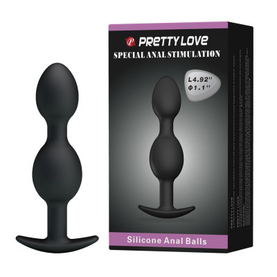 Анальные шарики из силикона Baile Pretty Love Special Anal Stimulation, цвет: черный - 12,5 см