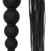 Плеть с рукоятью-елочкой Whip with Curved Silicone Dildo - 49,5 см, цвет: черный