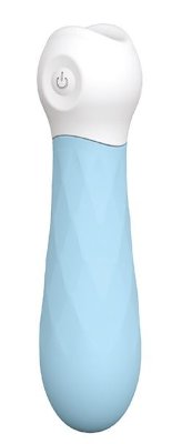 Силиконовый мини-вибромассажер DIAMOND BABY BOO - 12 см, цвет: голубой