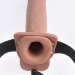 Перезаряжаемый фаллопротез 10 Hollow Strap-on with Remote - 21,6 см, цвет: кофейный