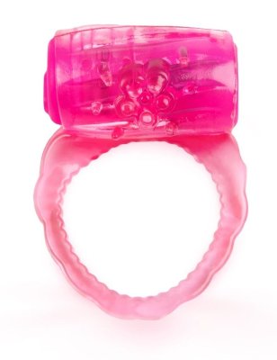 Эрекционное кольцо с вибропулей, цвет: розовый