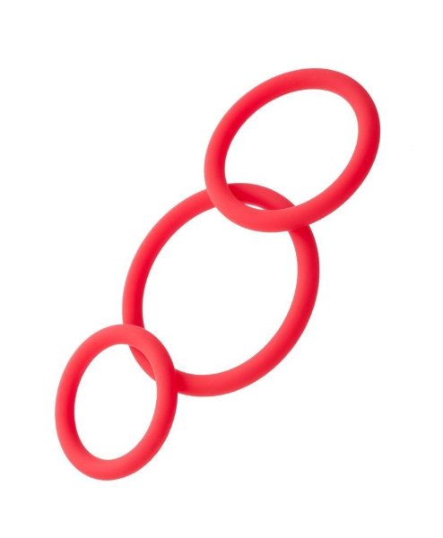 Набор из 3 эрекционных колец различного диаметра, цвет: красный